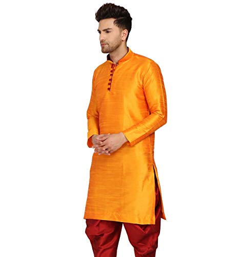 Image of Men's Ethnic Silk Loop Button Kurta