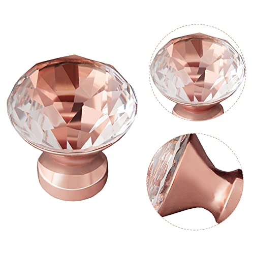 Elecharm 10Pcs 30Mm Zinc Crystal Wardrobe Hardware Cabinet Door Knobs Cupboard Handle Pulls Furniture Modern Rose Gold Color #TOP1