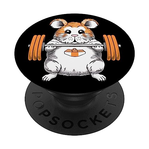 Pesas para levantamiento de hámsteres, gimnasio, fitness, entrenamiento Kawaii PopSockets PopGrip Intercambiable