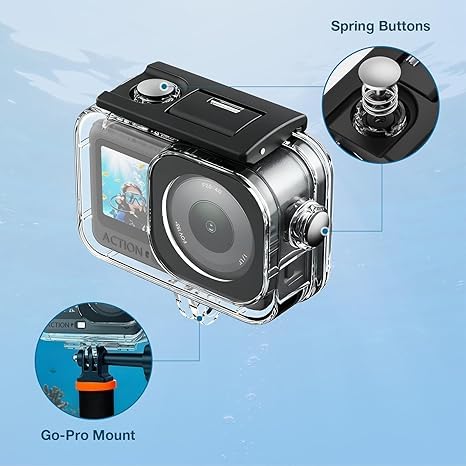 Image of ADOFYS Action Camera Accessories for DJI Osmo Action 6 with Waterproof Case + Ultra Clear Tempered Glass Screen Protector + Lens Protector + HD Front Display Lens Protector + Silicone Rubber Case
