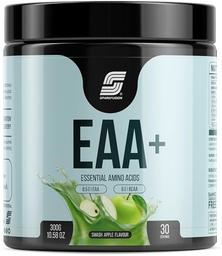 Image of Sparkfusion 8500 mg Eaa+ & 6000mg Bcaa (300 gm) Essential Amino Acids | Pre /Intra Workout and Muscle Growth & Recovery | All 9 Essential Amino Acid EAA Powder (Smash Apple)