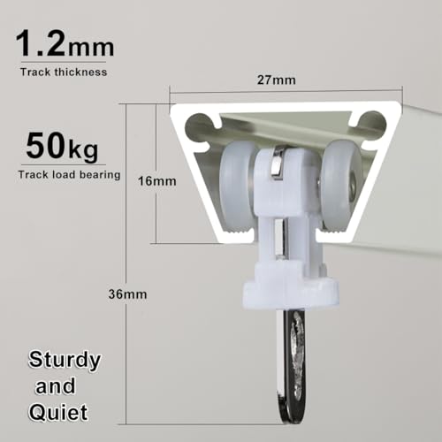 Riel de cortina de aluminio blanco de 250 cm para ventanas y división de espacios 4