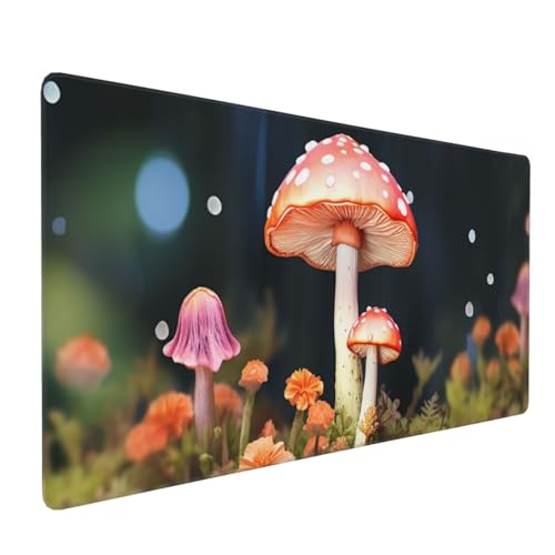 Tapis de souris pour ordinateur portable et bureau à motif champignons colorés