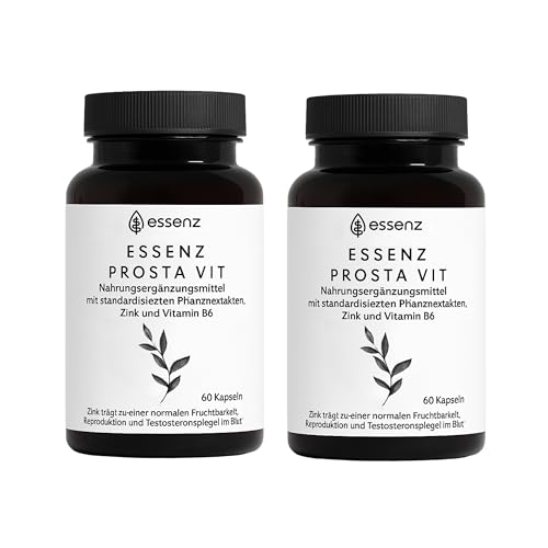 ESSENZ - Prosta Vit 2x60 Kapseln - Natürliche Prosta Vit Kapseln mit Kürbiskern-, Sägepalm- & Brennnesselwurzelextrakt. Zur Förderung des Wohlbefindens