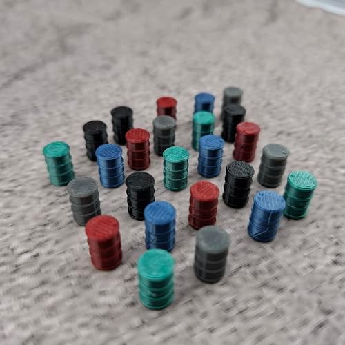 ULEIVA Ölfass Set 25x 200 Liter Ölfässer 5 Farben kompatibel mit Spur H0 1:87 Fabrik Eisenbahn Ladegut Zubehör (5 Farben)