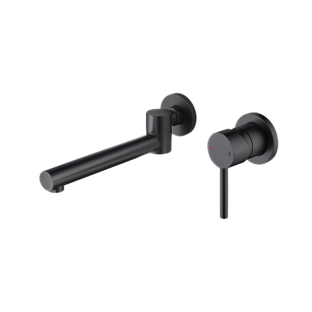 Lavabo Grifo de baño Agua fría y caliente Montaje en pared Fregadero Mezclador Grifo inteligente Caño giratorio Baño con una sola manija, Negro, Talla única