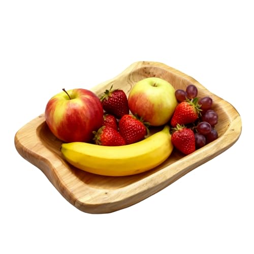 Leikurvo Obstschale aus Naturholz, Dekorative Salatschüssel Handgefertigte Holzschale Dekoschale Unregelmäßige Kreative Servierschale für Salate, Snacks, Obst, Schlüssel (21-30 cm)