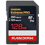 SANDISK Extreme PRO SD UHS-I Card 128GB (up to 250MB/s read speed and 120MB/s write speed, 4K UHD video, U3, V30) Memory Zone App