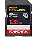 SANDISK Extreme PRO SD UHS-I-Karte 128 GB (bis zu 250 MB/s Lesegeschwindigkeit und 120 MB/s Schreibgeschwindigkeit, 4K-UHD-Video, U3, V30) Memroy Zone App