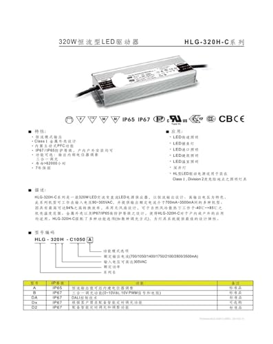 Alimentation HLG-320H-C1400B 320W pour éclairage LED extérieur - 3