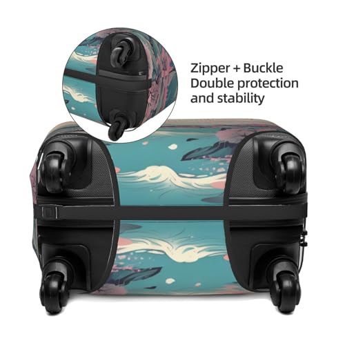 Elastic Luggage Cover Anti Scratch Dirt Covers, Japanese Style Snow Mountain Cherry Blossoms Travel Luggage Cover Suitcase Protector Fits 31-32 Inch Luggage4