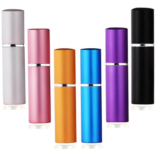 MIVIXI Portable Mini Refillable Atomizer Bottle Atomizer Travel Size Perfume Spray Bottles 6 Pcs Pack of 5ml (5ml-Perfume Atomizer-6p)