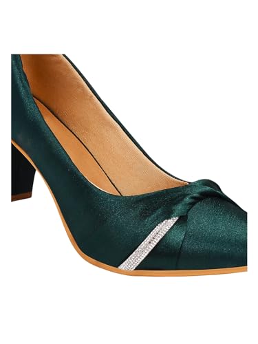 Image of TRYME Chunky Heel Bellies Women's Fashion Pointed Block Heel Pump Shoes for Party and Formal Occasions