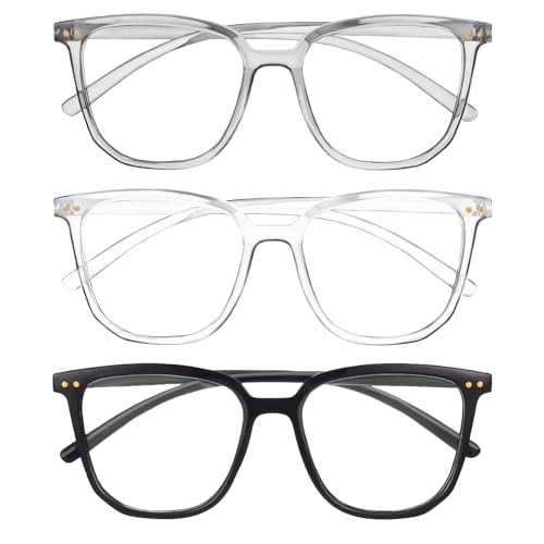 FEXPDL 3 Packs Blue Light Blocking Glasses, Anti-Glare Glasses, Computer Glasses, Blue Light Blocking Lightweight Blue Light Glasses, Women Fashion Blue Light Glasses for Men and Women, Black, Black