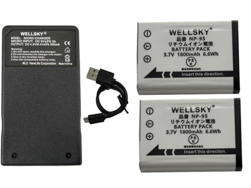 Amazon | WELLSKY リコー DB-90 富士フィルム NP-95 互換バッテリー 2