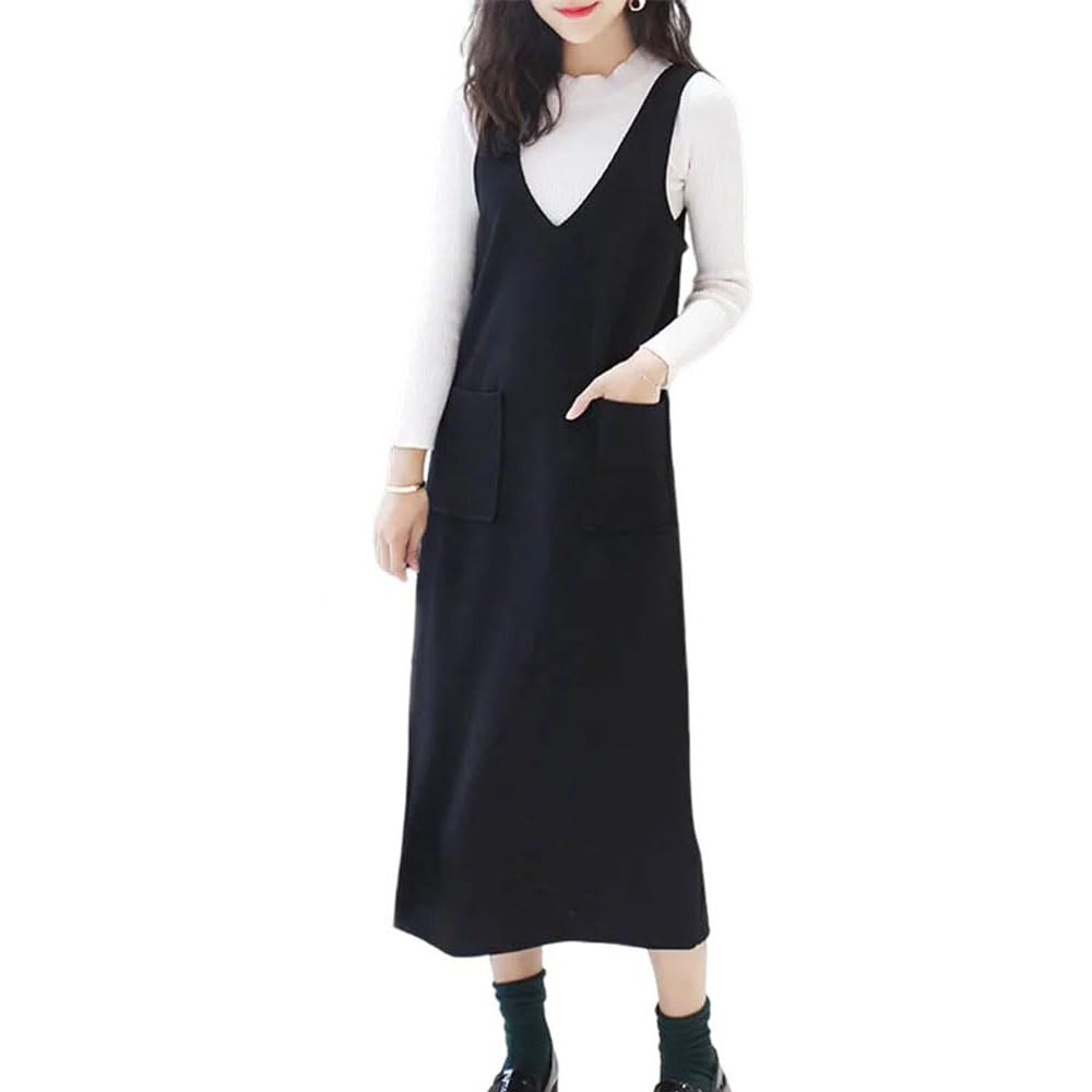 Jumper Dress, Neat Style, Large Size, Slimming Effect, Formal, Knee Length, Midi Length, Long Length, School Commute, Office, Adults, Maternity, Solid Color, Winter, Mom, Work Commute, Casual, Autumn