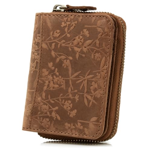 ekavale Kleine Geldbörse Damen - Portemonnaie Damen Klein - Frauen Geldbeutel Klein (Braun)