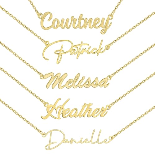 ZNA Jewels Personalised Name Necklace for Women – Customised Sterling Silver Name Pendant, Elegant Jewellery Ideal for Birthday, Christmas Gifts for Women, Girls & Teens (18K Gold)