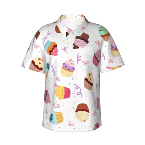Chemise hawaïenne cupcakes homme légère à manches courtes de plage