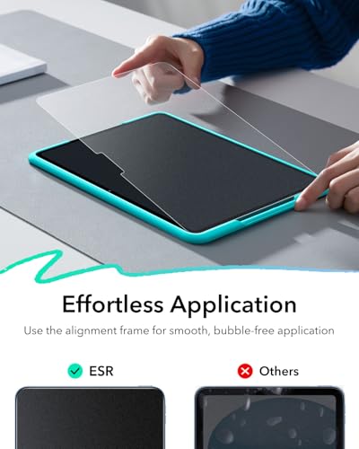 Image of ESR 2 Pack Paper-Feel Screen Protector for iPad Air 11 Inch M4 /M3 /M2 (2026 /2025 /2024, 8th /7th /6th Gen), Write and Draw Like on Paper, 9H Tempered Glass, Matte Anti-Glare with Alignment Frame