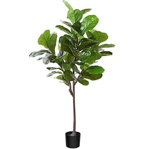 CROSOFMI Artificial Fiddle Leaf Fig Tree 50 Inch Fake Ficus Lyrat...