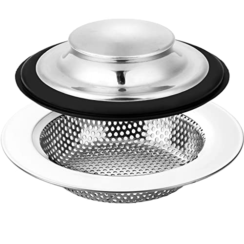 Comparison: Best Sink Strainer For Garbage Disposal 9 FURNIFE Sink Drain Strainer Stopper, Stainless Steel Garbage Disposal Plug, Sink Strainer and Stopper, Food Catcher for Standard 3-1/2 Inch Kitchen Sink Drain