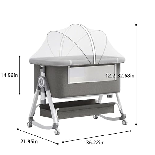 Nawahev Baby Bassinet,3 in 1 Baby Bassinets Bedside Sleeper with Wheels and Mosquito Net,Bedside Bassinet for Baby with Comfy Mattress, Mattress&Breathable Mesh,Storage Basket - Thumbnail 7