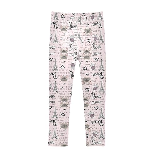 Girls Leggings Cute Puppies Paris Coffee Cup Toddler Girls Clothes Leggings for Girls Toddler Girls Leggings 3-4T