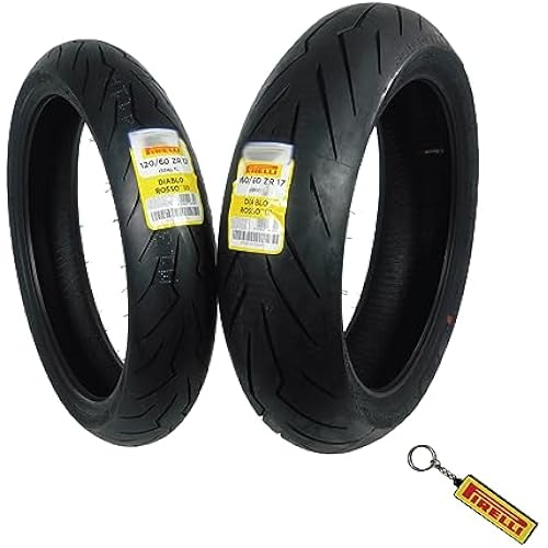 Pirelli Diablo Rosso III Motorcycle Tire Set: 120/60 ZR 17 M/C Front & 160/60 ZR 17 M/C TL Rear- High Performance, Durable for Sport/Street Bikes (2 Pack)