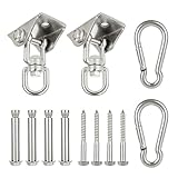 VIDETOL 2 Pack Heavy Duty Swing Hangers Hooks, 360° Swivel Hammock Hooks with Screws, Stainless Steel Swing Hook for Ceiling Wooden Porch, Hammock Chair, Gym Yoga Suspension Hooks, 450KG Capacity