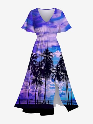 Image of Matchable Couple Hawaiian Sea Beach Starfish Turtle Shell Print Shirt or Plus Size Midi Split A Line Dress