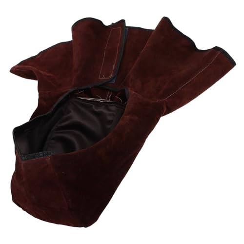 HORIALENCE 難燃性レザー溶接フード フック ループ設計 裏地付き頭部 首保護キャップ 男女兼用溶接作業用 ランダムカラー ランダムカラー