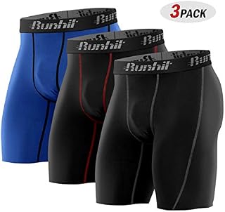 Runhit Men's Compression Shorts(3 Pack), Compression Spandex Yoga Shorts Underwear