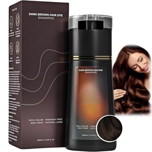 Hair Dye Shampoo, Dark Brown Hair Dye Shampoo to Cover Grey Hairs, Instant 3-in-1 Haircare, Shampoos Hair-dye, Nourishing Formula for Vibrant, Long-Lasting Results, At-Home Hairs Coloring