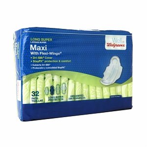 Walgreens Maxi Pads with Wings, Super, 32 ea