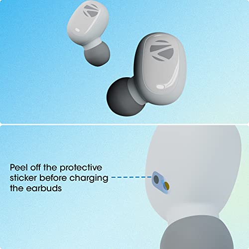 Image of Zebronics Sound Bomb N1 TWS in Ear Earbuds with ENC Calling, Gaming Mode (max 50ms), Bluetooth 5.2, 18H Backup, Fidget Case, Voice Assistant, Splash Proof, Type C & Call Function (Fog White)