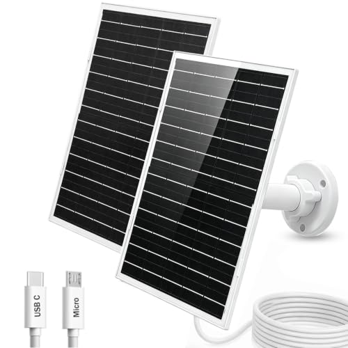 Image of 8W Solar Panel for Security Cameras, Waterproof Outdoor Solar Charger with Adjustable Mount (2Pack)