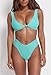 geluboao Light Green High Waisted Thong Bikini Sets for Women Cheeky Two Piece Swimsuit High Cut V Neck Bathing Suit S