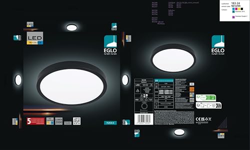 Eglo LED Ceiling Light Fitting Fueva 6, Round Ceiling lamp, Flush Light Fixture, Plastic in Black and White - Image 2