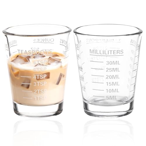Vaso medidor pequeño de 30 ml, vasos de chupito con escala para cócteles, tequila, vodka, café, leche, color blanco