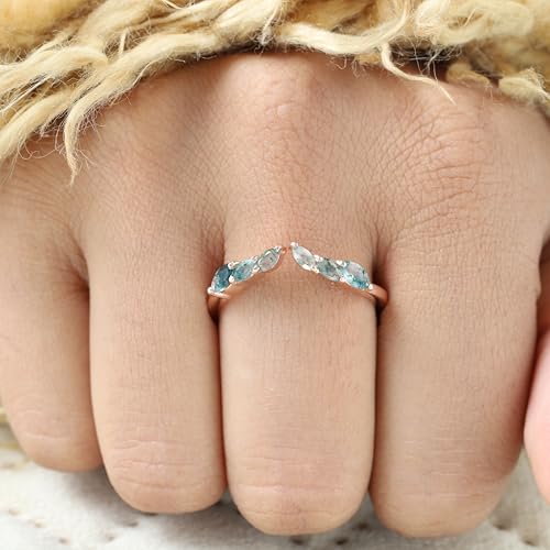 Generic Marquise cut Moss agate Wedding Band Unique Rose gold Moss Agate Curved Wedding Band Vintage Art deco Bridal Open Stacking ring Promise ring BY COSMICJEWELCRAFTS, Green, CO-SM-10103