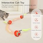 Potaroma Moving Ball Cat Toys with Feather Tail, Rechargeable 2025 New Interactive Toy for Indoor Cats Exercise, Smart Interactive Kitten Rolling Ball, Orange - Image 2
