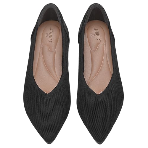 Image of ATHMILE Pointed Toe Flats for Women Comfortable Knit Ballet Flats Shoes