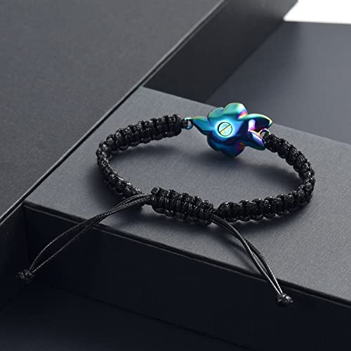 Image of Imrsanl Rose Flower Urn Bracelet for Ashes Cremation Memorial Jewelry of Loved Ones Adjustable Braided Rope Ashes Bracelet Funeral Keepsake for Women