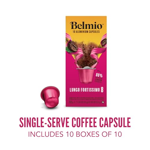 Belmio Lungo Fortissimo Espresso Coffee Pods – Dark Roast – Bold & Full of Flavor - Nespresso Original Line Compatible – 10 Count (Pack of 10)