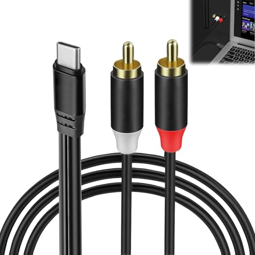BaZuyunMd cable rca jack,USB C vers 2 rca,cable auxiliaire usb c,Auxiliaire Audio Câble Numérique,Compatible avec Phone/ordinateur tablette/Amplificateur/Home Cinéma/Enceinte/HDTV
