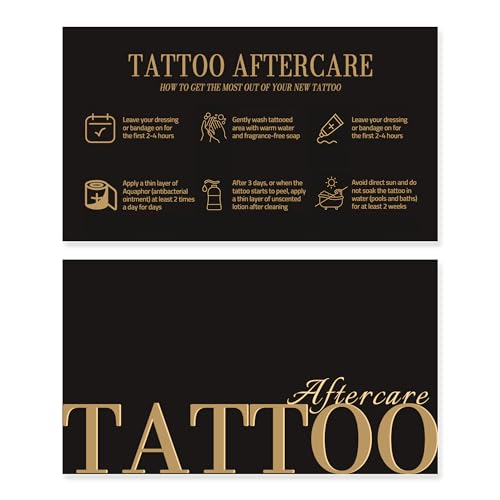 Tattoo Aftercare Cards – 100 Pack 2x3.5 Inch Business Card Size, Tattoo Healing Instruction Cards for Tattoo Artists, Studio Aftercare Kits, and Client Education