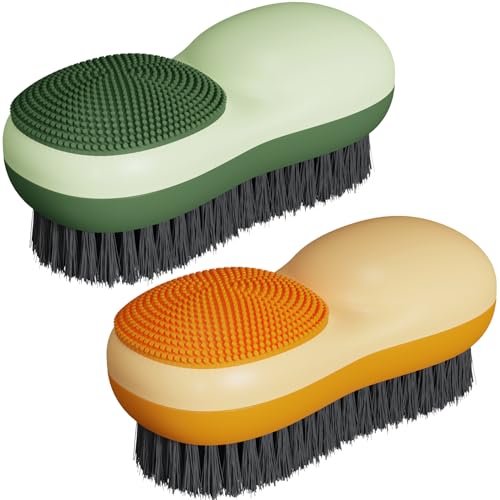 Selaurel Cepillo para manchas de lavandería, 2 unidades, cepillo de cerdas suaves de dos lados para eliminar manchas, cepillo de silicona para el hogar, cepillo de lavado de ropa de doble uso para