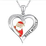 フォートゲート クリエイティブなクリスマスネックレスチェーンハートペンダントサンタネックレス女性用クリスマスジュエリーガールBペンダントネックレス