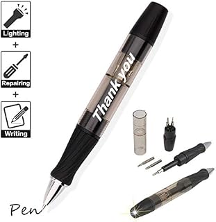 SIKAO Multitool Pen With Screwdrivers and Light"Thank you" Gifts for Men (Black)